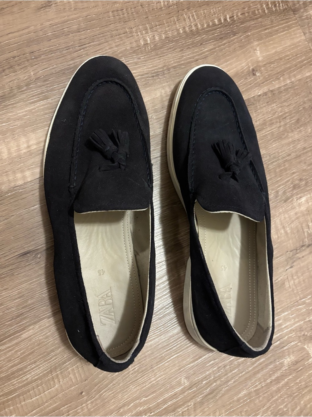 Zara Black Suede Tassel Slip-On Loafers
